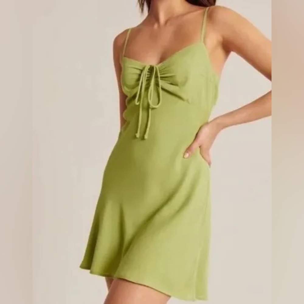Abercrombie Green Cinch Front Slip Mini Dress - Size XS Petite
